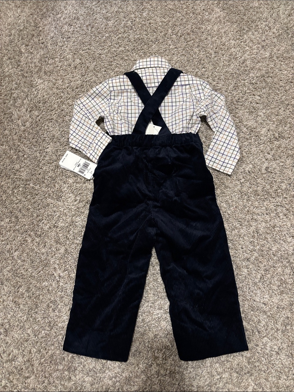 NWT Ralph Lauren Embroidered Corduroy Overall and Cotton Shirt Set 18 mos - Picture 6 of 12